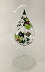 Lichtmühle 8 cm Tropfenform "Orchidee" grün n  mit Ständer 