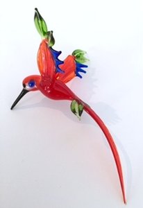 Glasvogel Kolibri zum Hängen rot-bunt