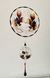 Fensterbild Linse mit Lichtmühle L: ca. 37 cm "Orchidee" schoko