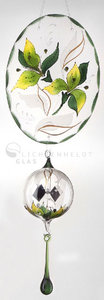 Fensterbild  mit Lichtmühle L: ca. 33 cm "Orchidee" grün