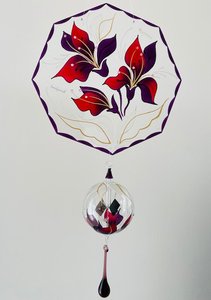 Fensterbild mit Lichtmühle L: 45 cm "Orchidee" violett