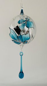 Lichtmühle d 8 cm "Orchidee" türkis, 2-teilig